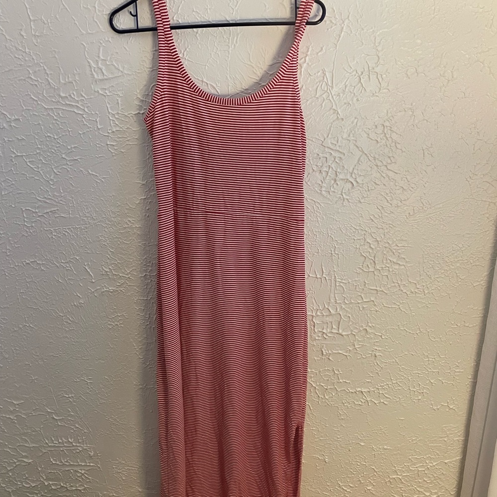 Red and white striped dress